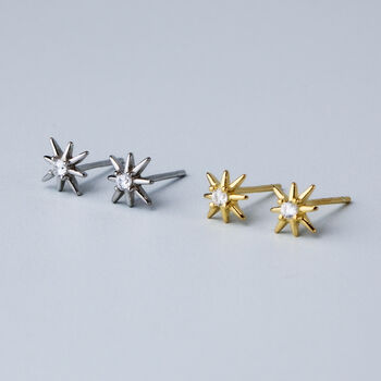 Sterling Silver Sparkly Star Stud Earrings, 4 of 7