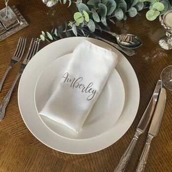 Personalised Reusable Silver And White Napkin Set, 9 of 10