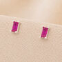 Sterling Silver Faceted Ruby Baguette Stud Earrings, thumbnail 1 of 4