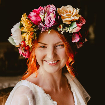 The Florence Colourful Vintage Hair Wreath For A Bride, 11 of 12