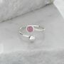 Adjustable Silver Birthstone Ring October: Pink, thumbnail 1 of 3