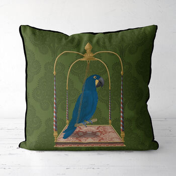 Tropical Cushion Blue Parrot On Green, Multiple Cols, 2 of 9