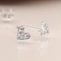 Sterling Silver Cubic Zirconia Heart Stud Earrings, thumbnail 2 of 8