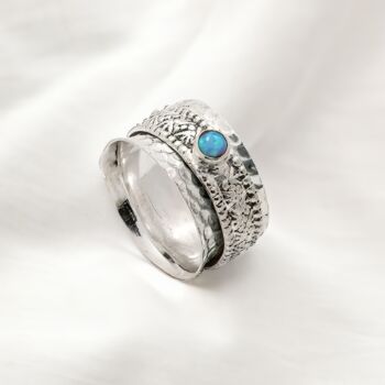 Personalised Wide Sterling Silver Opal Spinner Ring, 2 of 8