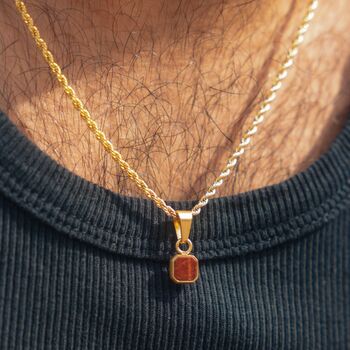 Silver Mini Red Tigers Eye Gemstone Pendant Necklace For Men, 5 of 12