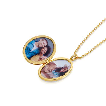 Large 18 K Gold Plated Oval Locket With Clear Crystal, 6 of 7