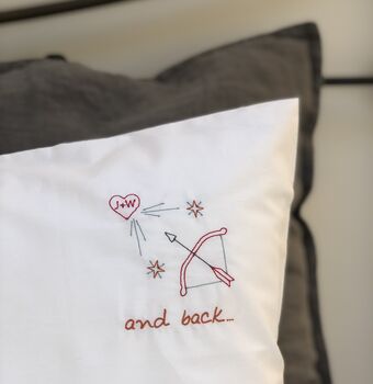 To The Moon.. And Back Embroidered Pillowcases, 3 of 7