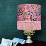 Dusky Pink Indian Block Print Lampshade With Fringe, thumbnail 1 of 5