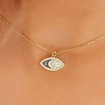 Serenay Evil Eye And Moon Necklace | 18 K Gold Plated, 2 of 9