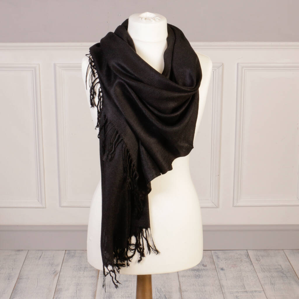 Luxury Noir Black Pashmina Shawl By Dibor