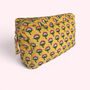 Xl Toiletry Bag | Quilted Cotton Large Wash Bag | Yellow Flower Block Print, thumbnail 2 of 4