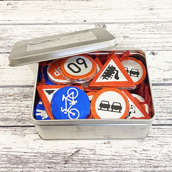 Gift Tin Of Chocolate Road Signs, 2 of 4