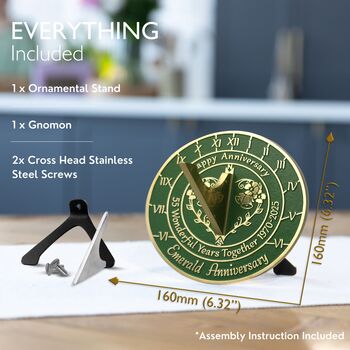55th Emerald Anniversary Sundial Gift Celebration Present, 2 of 5