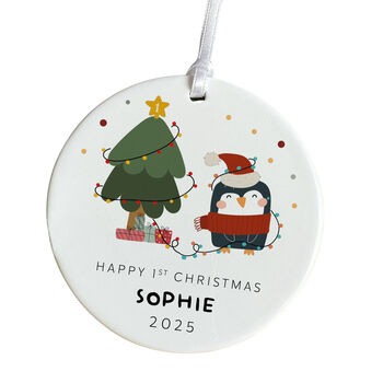 First Christmas Ceramic Ornament Cute Penguin Design, 5 of 7