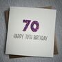 Personalised Happy 70th Glitter Milestone Birthday Card, thumbnail 5 of 6