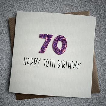 Personalised Happy 70th Glitter Milestone Birthday Card, 5 of 6