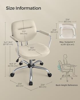 Desk Chair Ergonomic Synthetic Leather Office Chair, 9 of 12
