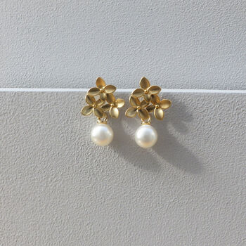 Cherry Blossom Pearl Drop Earrings, 3 of 7
