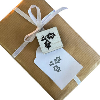 Merry Christmas Holly Design Rubber Stamp For Crafting, 6 of 8