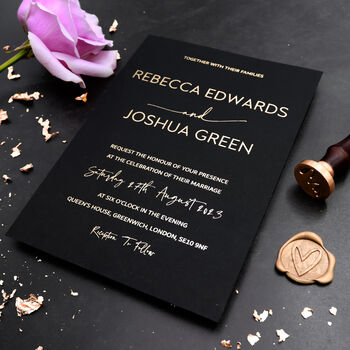 Luxury Foiled Black Wedding Invitations, 6 of 9