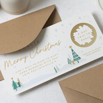Personalised Christmas Paris Scratch Reveal Voucher, 3 of 4