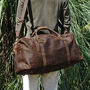 Genuine Leather Holdall Luggage In Brown, thumbnail 4 of 12