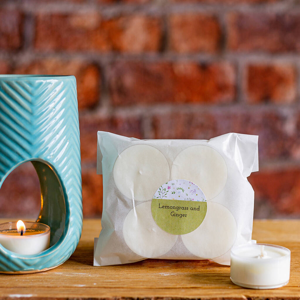 Eight Lemongrass And Ginger Scented Tealights By Chalk and Cheese