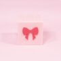 Red And Pink Bow Block Pillar Candle, thumbnail 1 of 3