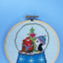 Snowglobe Robin And Penguin Cross Stitch Kit, thumbnail 2 of 7