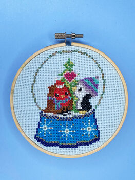 Snowglobe Robin And Penguin Cross Stitch Kit, 2 of 7