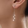 Sterling Silver Tiny Oval Pearl Long Dangle Earrings, thumbnail 6 of 12