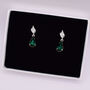 Emerald Green Rhinestone Drop Earrings, thumbnail 3 of 6