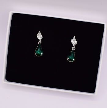 Emerald Green Rhinestone Drop Earrings, 3 of 6