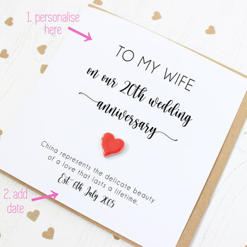 Personalised China 20th Wedding Anniversary Card, 8 of 8