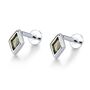 Sterling Silver Olive Green Cz Rhombus 16 G Flat Back Labret Earrings, thumbnail 7 of 11