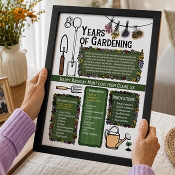 80th Birthday Gift For Gardeners Personalised Print, 3 of 9