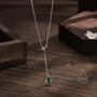 Emerald Green Cz Droplet Lariat Pendant Necklace, thumbnail 6 of 10
