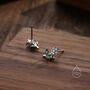 Sterling Silver Opal Blue Cz Flower Stud Earrings, thumbnail 6 of 12