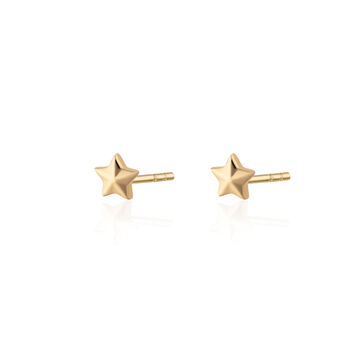 18ct Gold Faceted Star Stud Earrings, 2 of 5