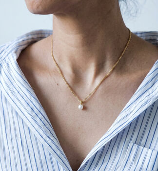 Shinju 18 K Gold Plated Real Freshwater Pearl Necklace, 2 of 5