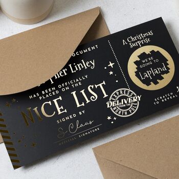 Personalised Nice List Lapland Scratch Reveal Ticket, 5 of 9