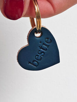 Bestie Leather Heart Keyring, 6 of 8