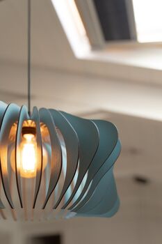 Misty Blue Wooden Pendant Light, 3 of 7