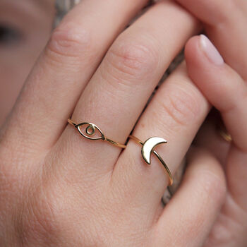 Lunar Moon 18k Gold Plated Sterling Silver Ring, 3 of 5