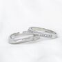 Silver Plated Couple Promise Band Zircon Unisex Rings, thumbnail 1 of 5
