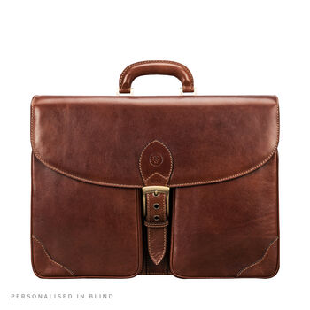 Personalised Men's Large Leather Briefcase 'Tomacelli2', 2 of 10