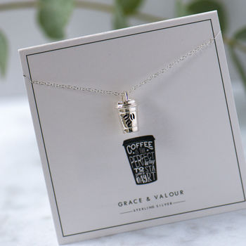 Takeaway Coffee Sterling Silver Necklace, 3 of 11