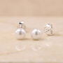 Sterling Silver White Freshwater Pearl Stud Earrings, thumbnail 3 of 8