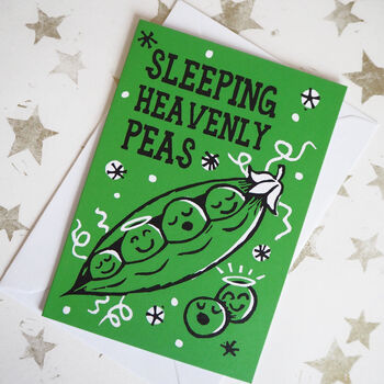 Sleeping Heavenly Peas Funny Christmas Card Pack, 2 of 2