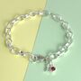 Sterling Silver October Birthstone Initial Charm Bracelet, thumbnail 1 of 3